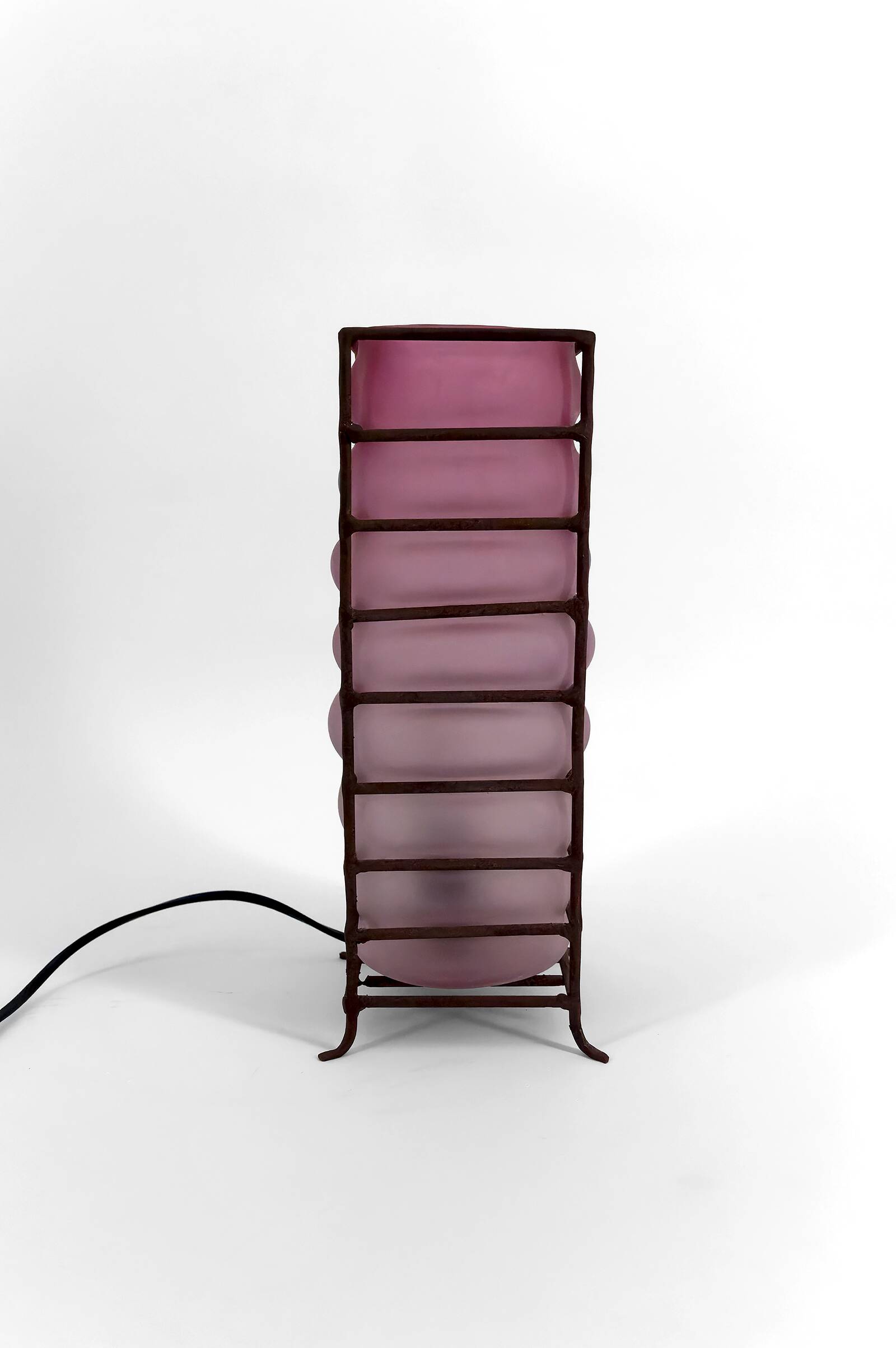 Modernist Glass Paste and Wrought Iron Table Lamp, Circa 1950-1960