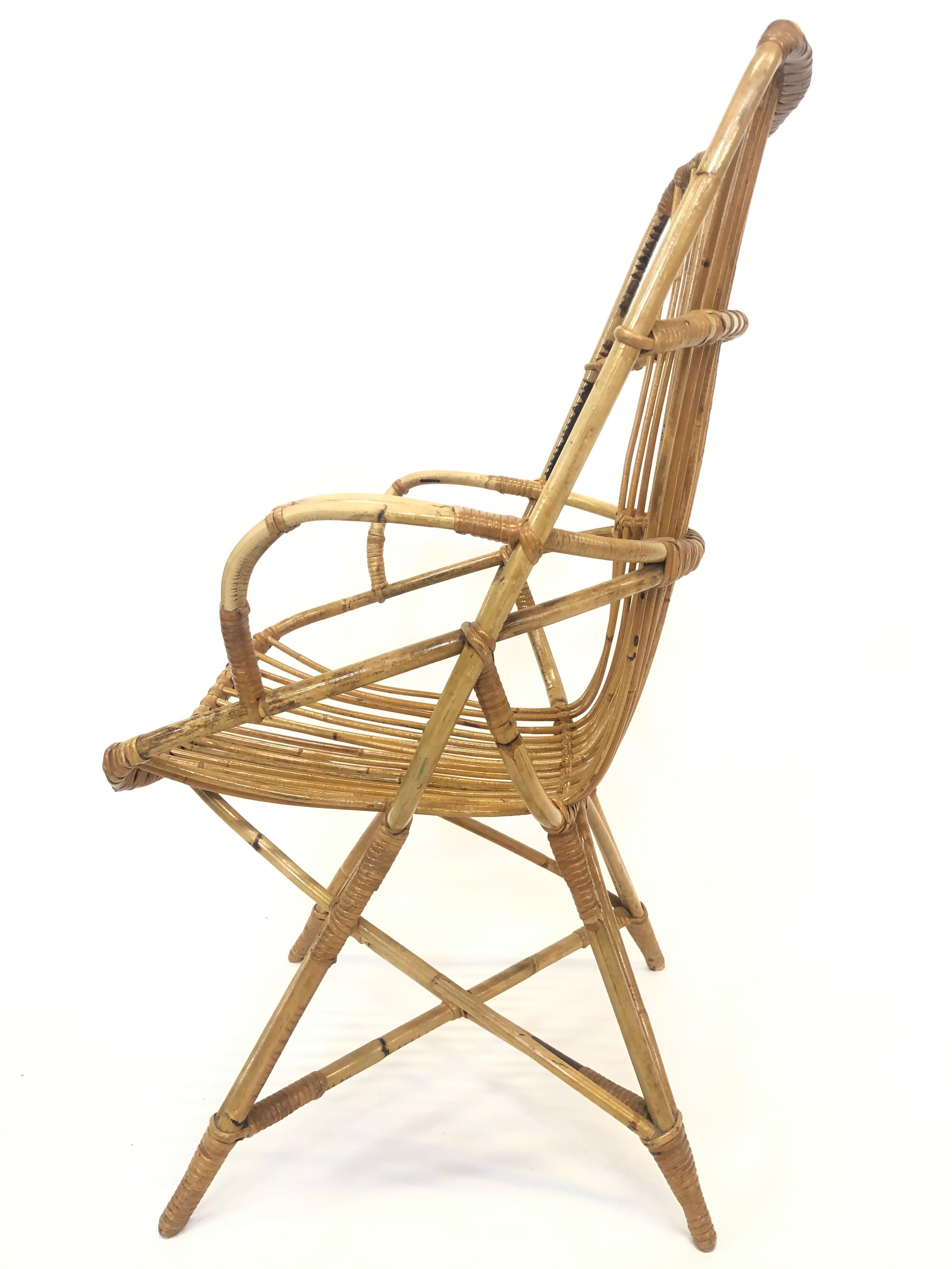 Van Rohe Noordwolde rattan chair, 1960s