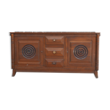 Dudouyt Style French Art Deco Oak and Marble Sideboard
