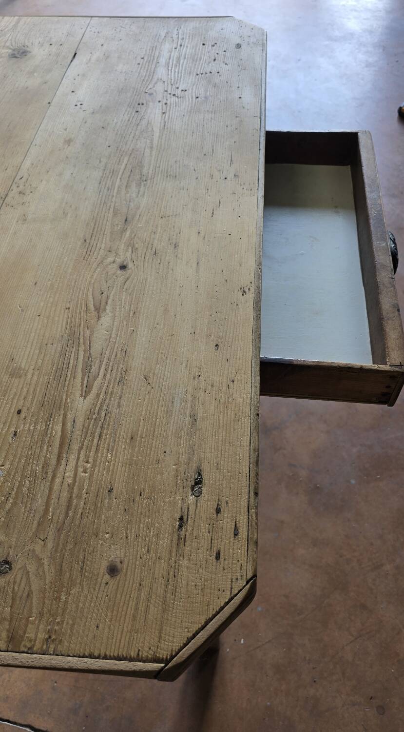 Antique wooden farmhouse table with drawer – 19th / early 20th century