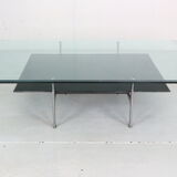 B&B Italia 'Diesis' Two-Tier Glass and Leather Coffee Table by Antonio Citterio