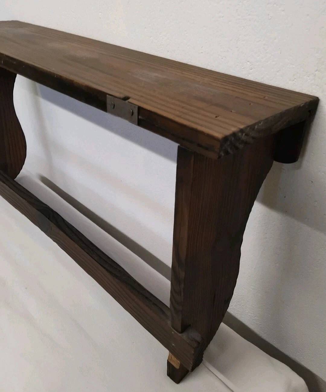 Antique Wall Shelf with Vintage Hooks