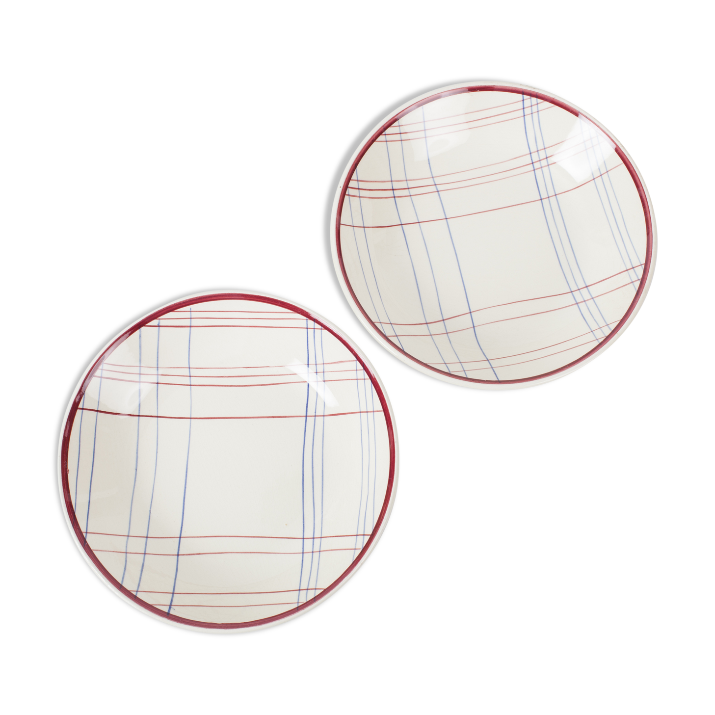 2 plates cap Gien france, model brigitte 1938-1960