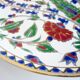 Enamelled plate Keramik decoration of ibiscus, cloisonné enamels, thick, Rhodes Greece
