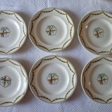 2 Lots de 6 assiettes plates porcelaine Longwy art déco