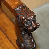 Victorian Antique Bacon Bench in Carved Walnut by Hampton & Sons