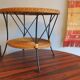Mid century rattan and iron 2-level coffee or wine table, 1960s