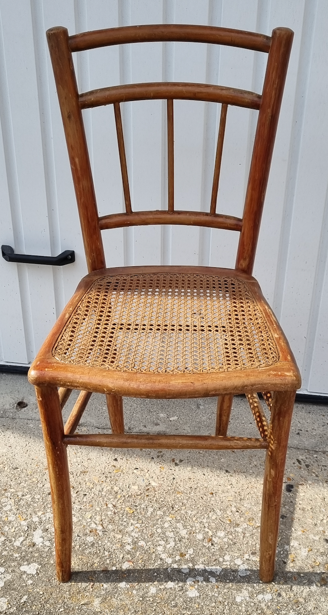 Set of 4 canned bistro chairs, early twentieth century