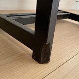 Vintage armchair in green velvet and black wood