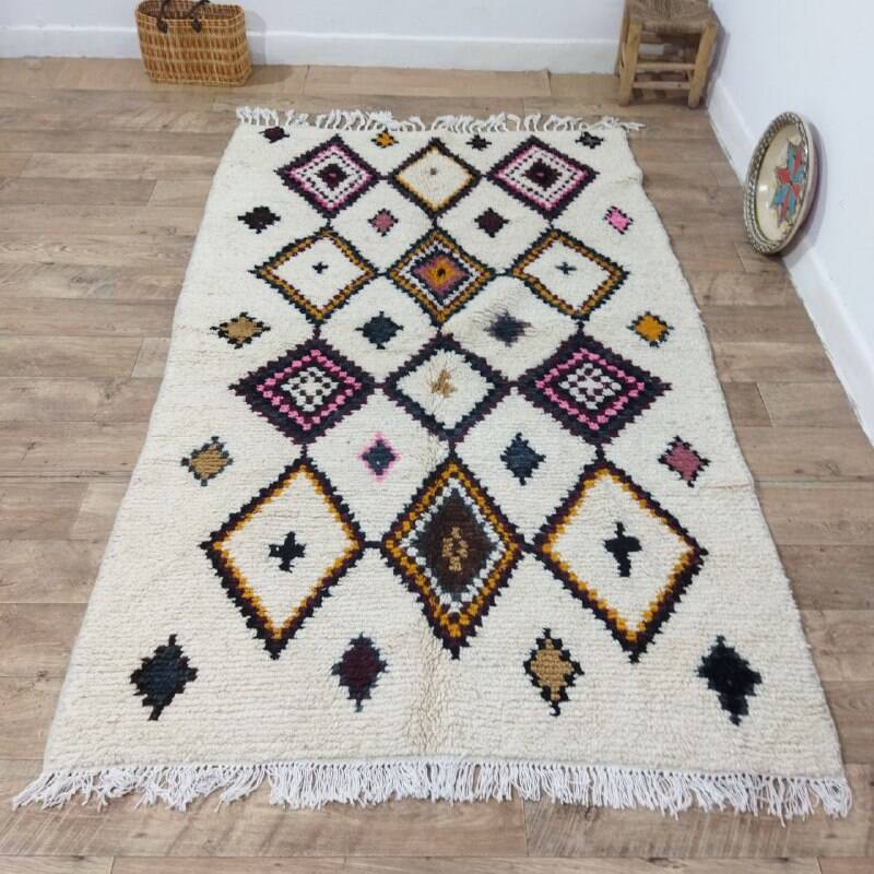 Handmade wool Berber rug 240x148 cm