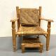 Wood and rope armchair and footrest
