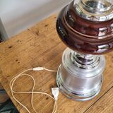 Lamp in chrome and brushed aluminum and porcelain year 70
