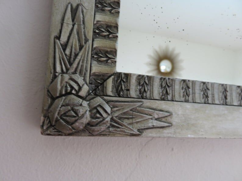 Art Deco mirror in silver wood 30/40 years