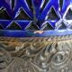 Pot vase terre cuite vernissée decor laiton