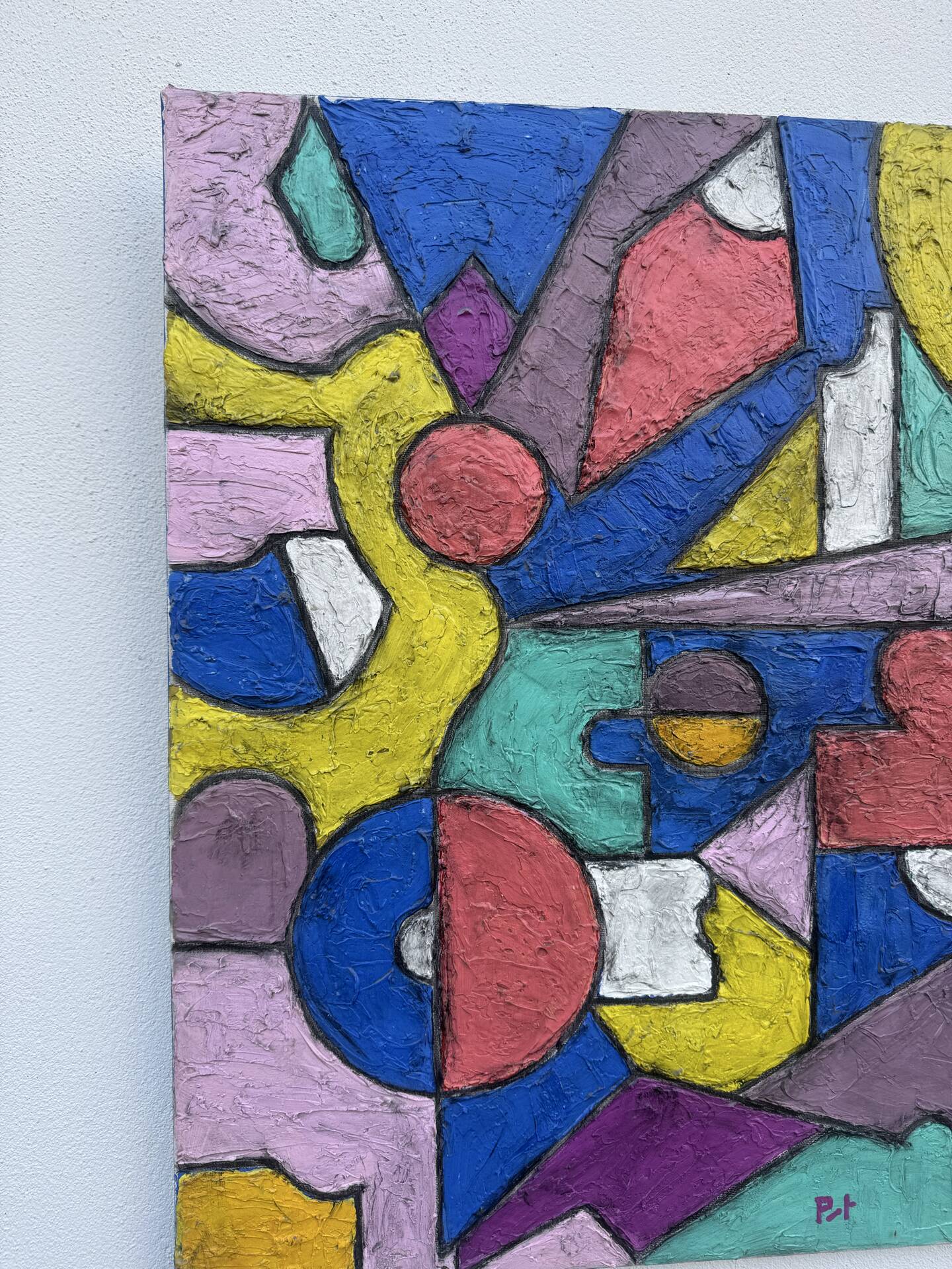 Abstract geometric coloured painting