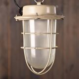 Industrial cage lamp light beige