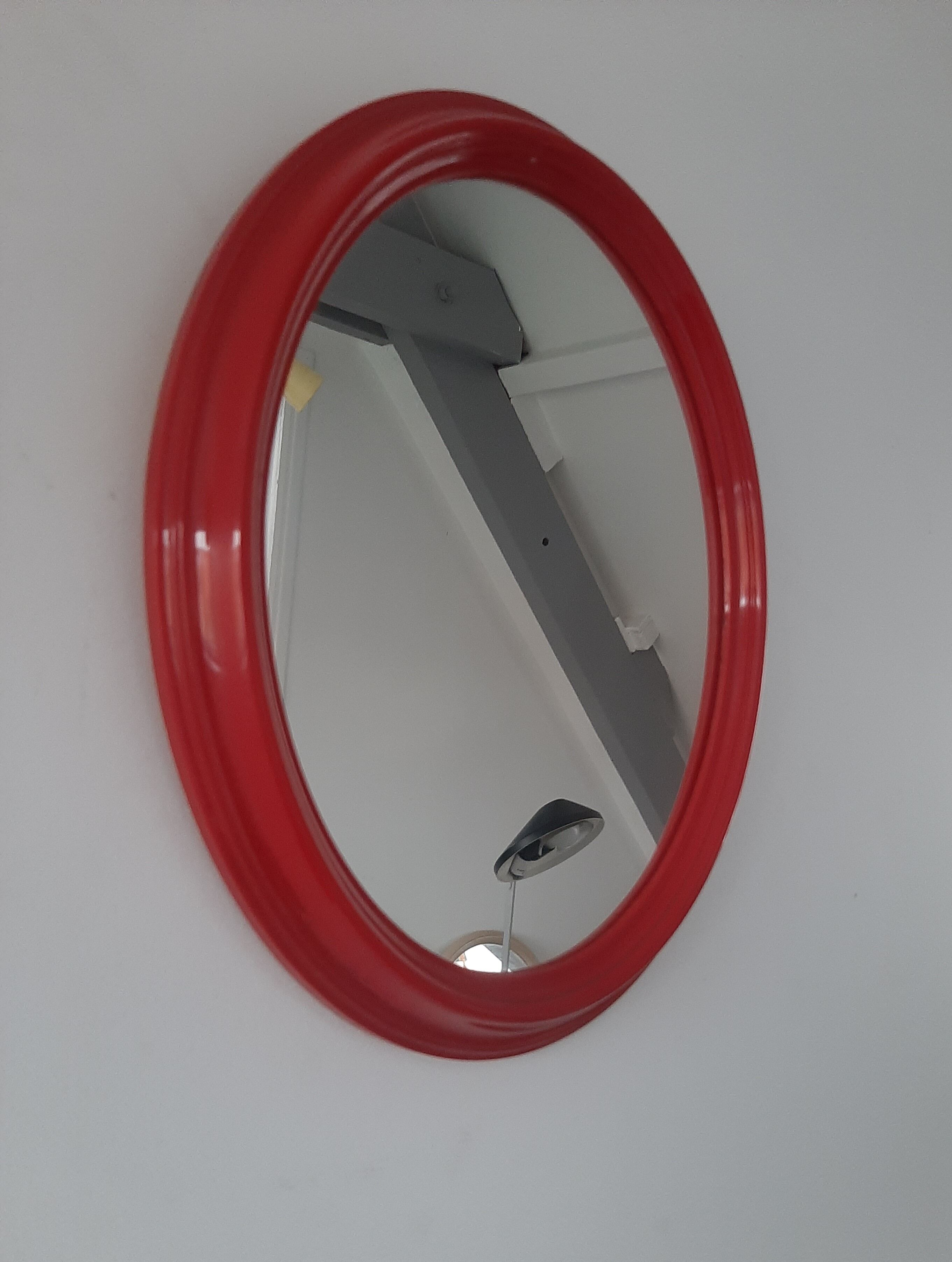 Vintage oval red mirror 60s 70s