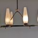 Eight-light chandelier in glass and brass, France circa 1960.
