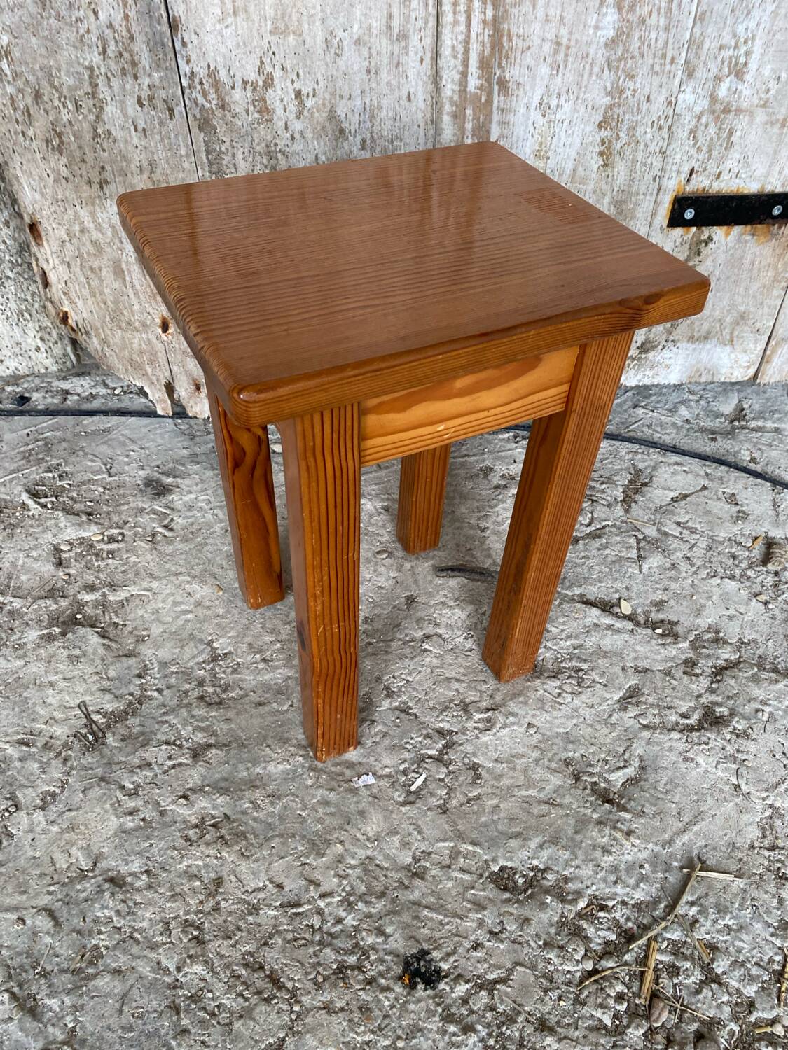 Brutalist Stool Old Chalet Solid Pine Vintage #D544