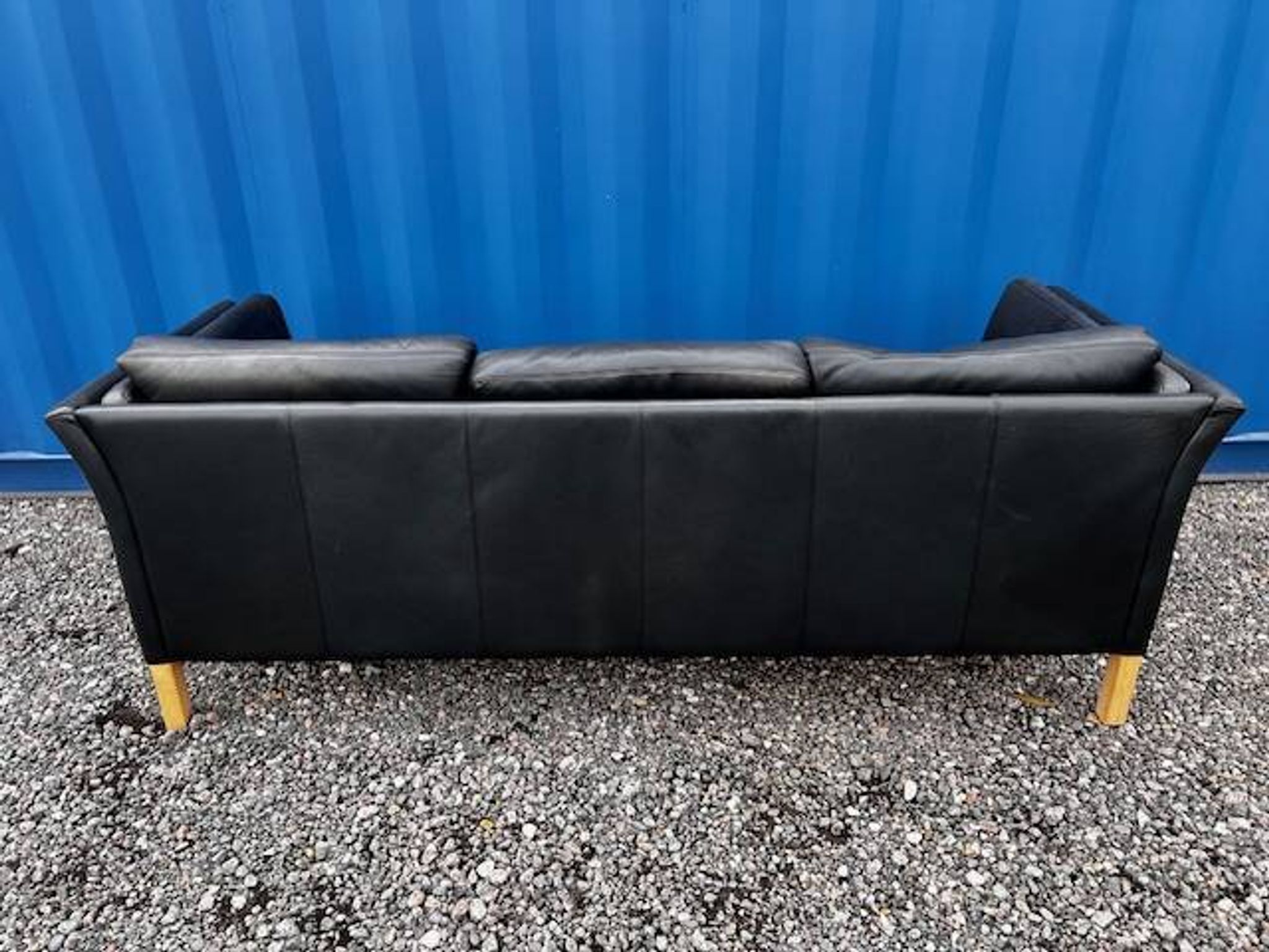 Danish vintage 3 setaer black leather sofa, 1970s
