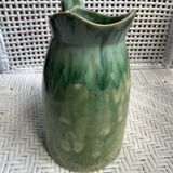 Turquoise green enamelled ceramic pitcher