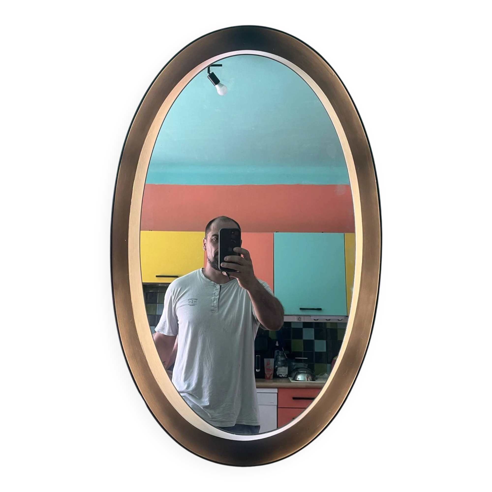 Sublime Vintage Oval Mirror with Lights (1970s/1980s) 50x80 cm – Style