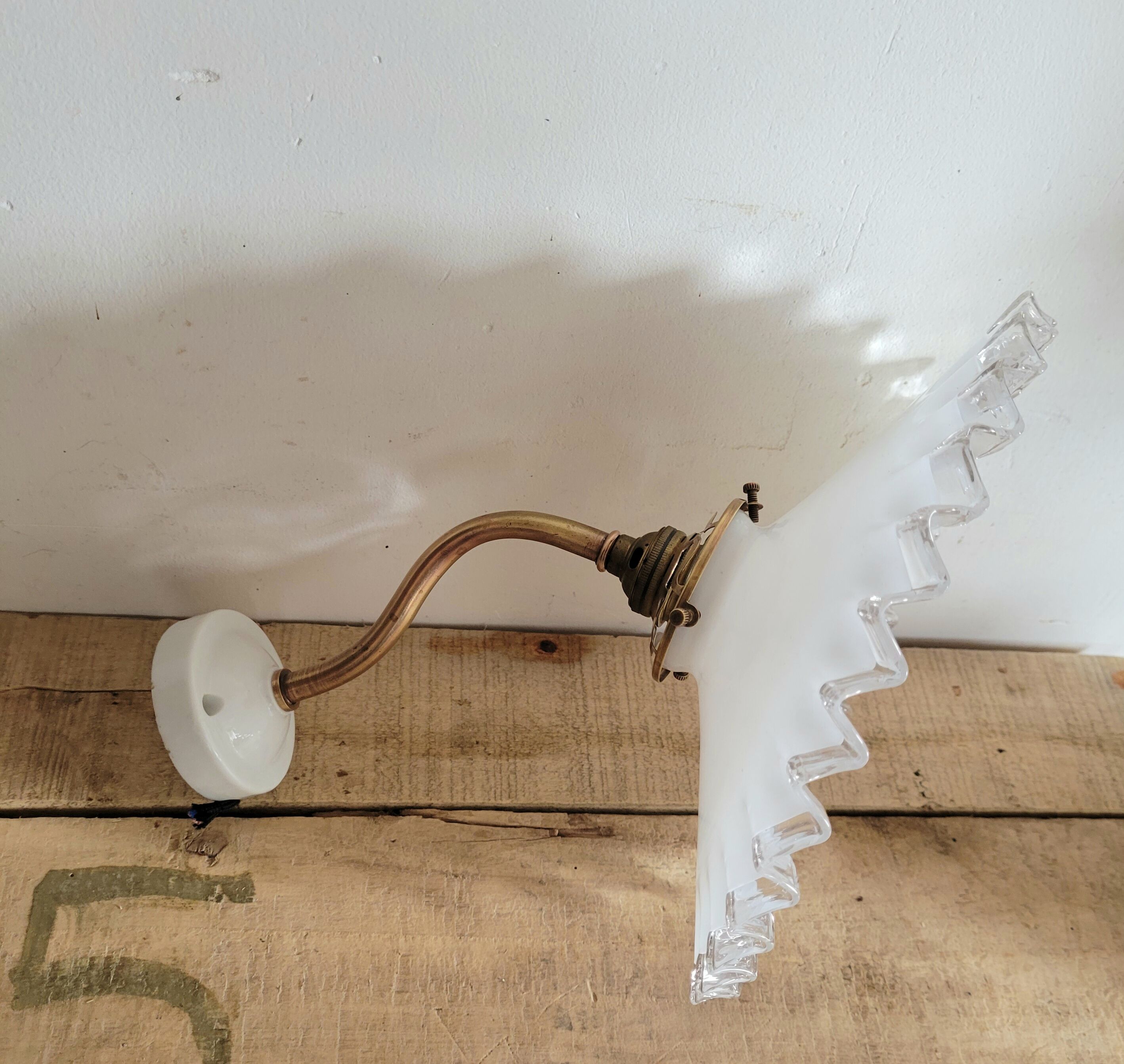 Gooseneck and opaline wall lamp