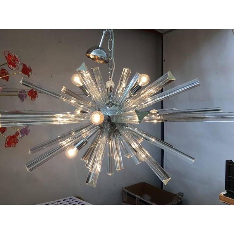 Murano Glass Oval Murano Glass Triedro Sputnik Chandelier