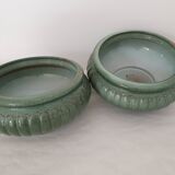 Set of 2 ceramic planters (plant pots) signed GPA made in France
