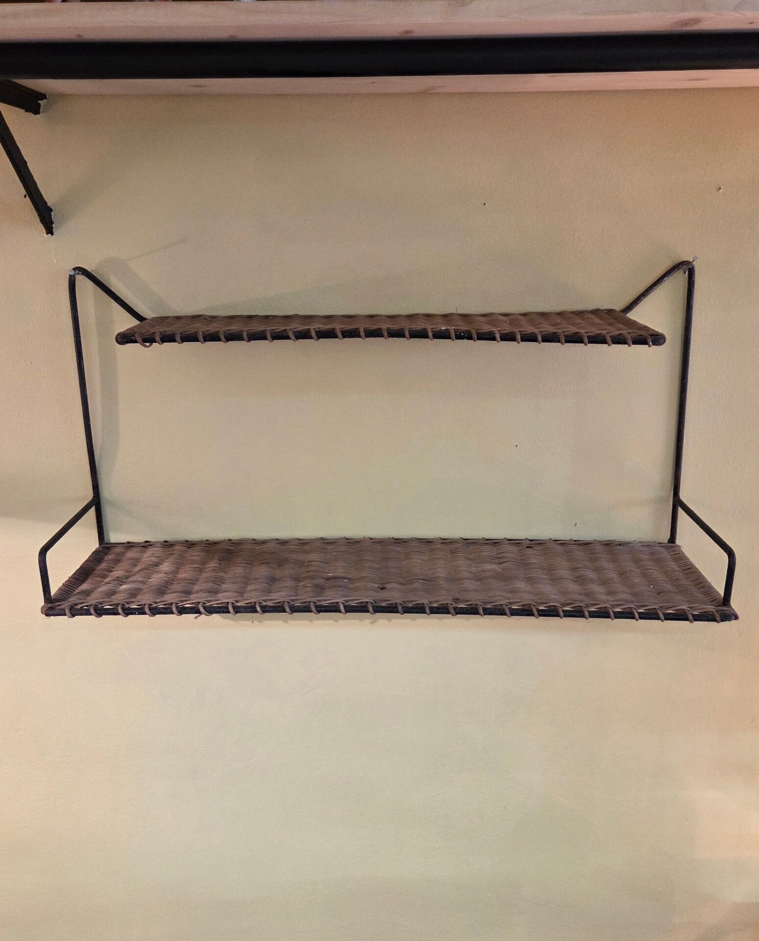 Wall shelf, metal and rattan