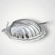 Vintage shell butter dish in stainless steel and cobalt blue glass with knife
