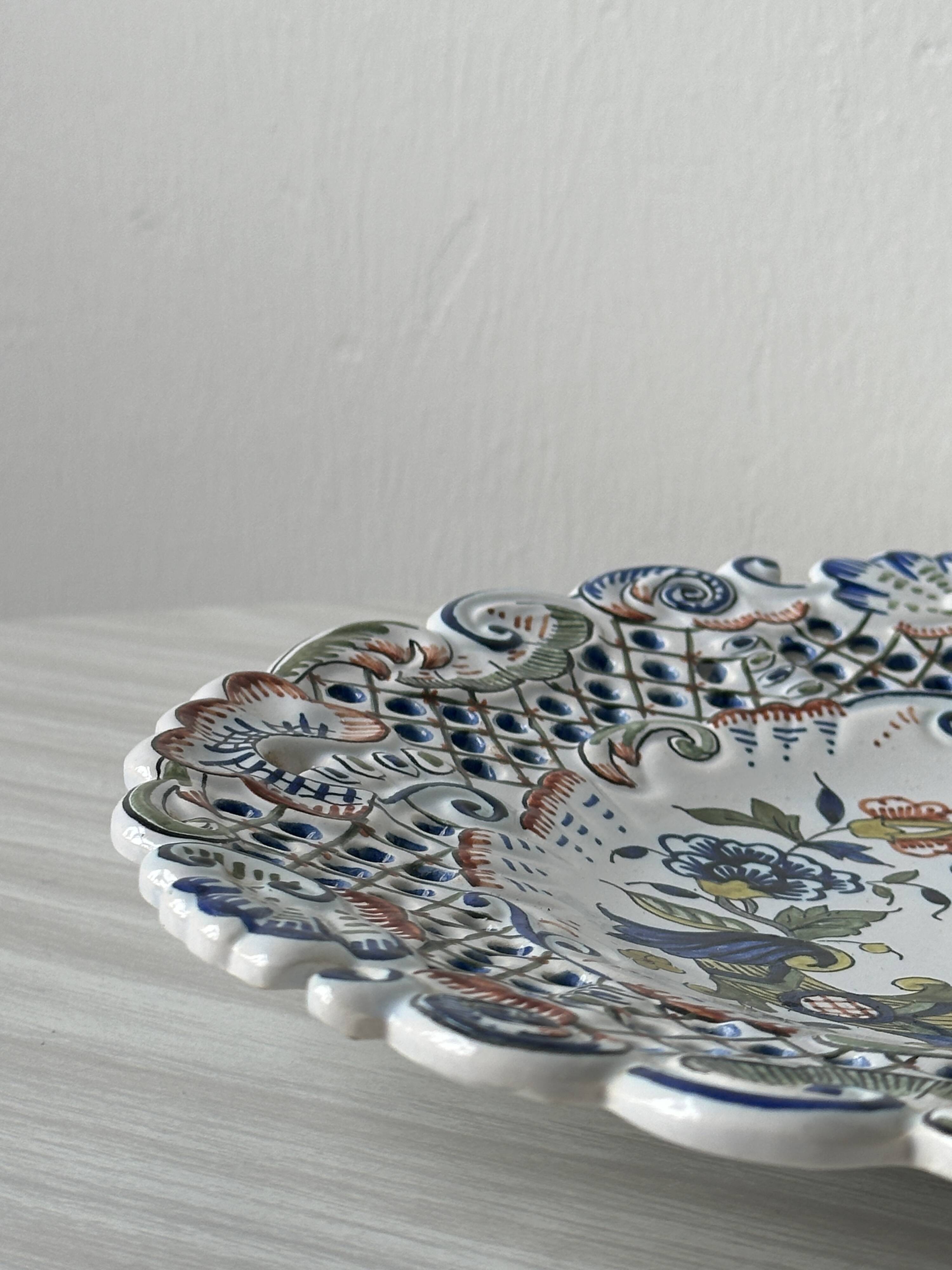 Openwork earthenware plate from Rouen
