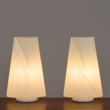 Pair of Italian striped Murano glass table lamps in style of Lino Tagliapie