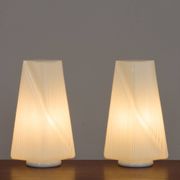 Pair of Italian striped Murano glass table lamps in style of Lino Tagliapie