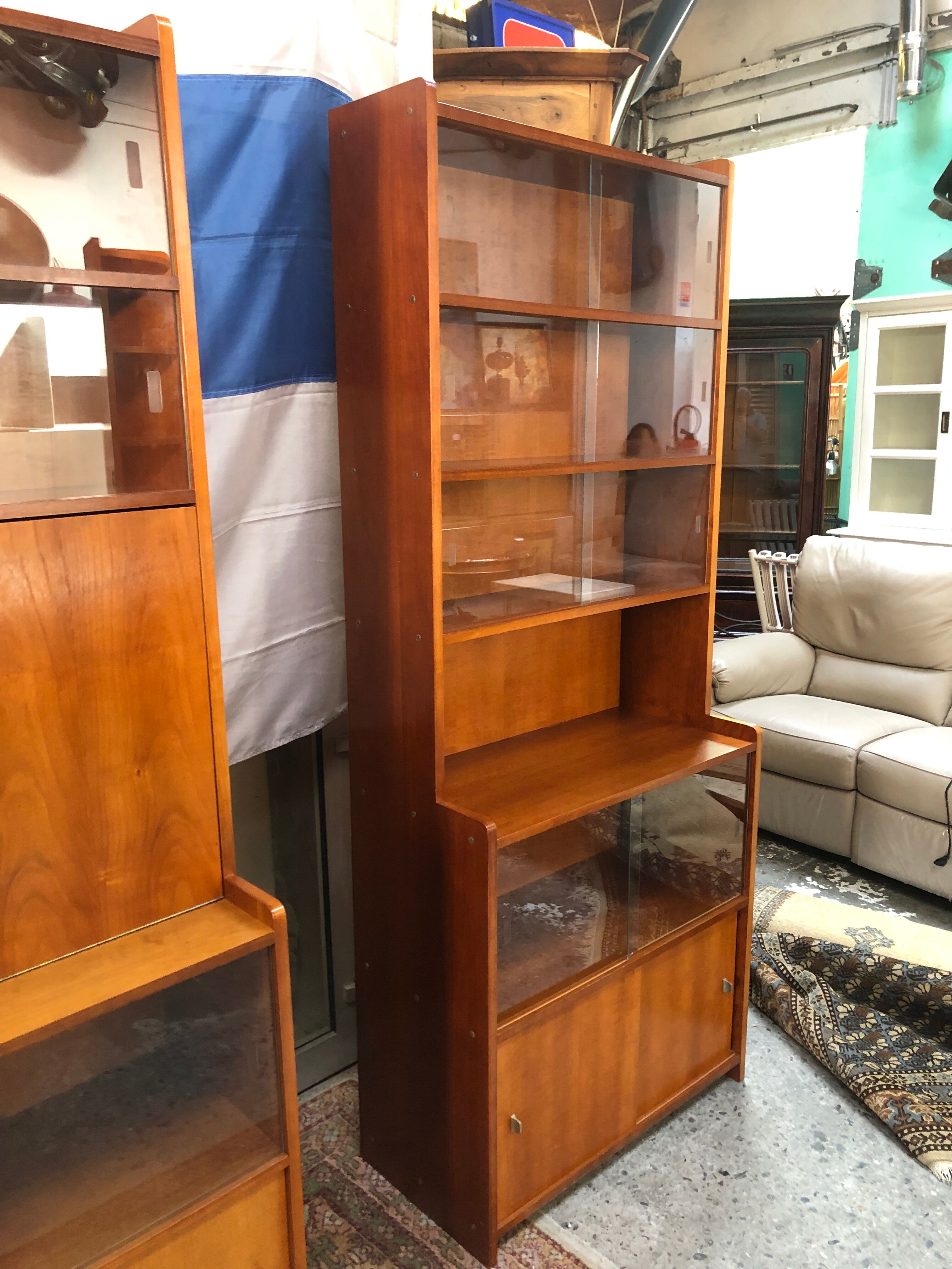 Scandinavian style glass library from the 60s