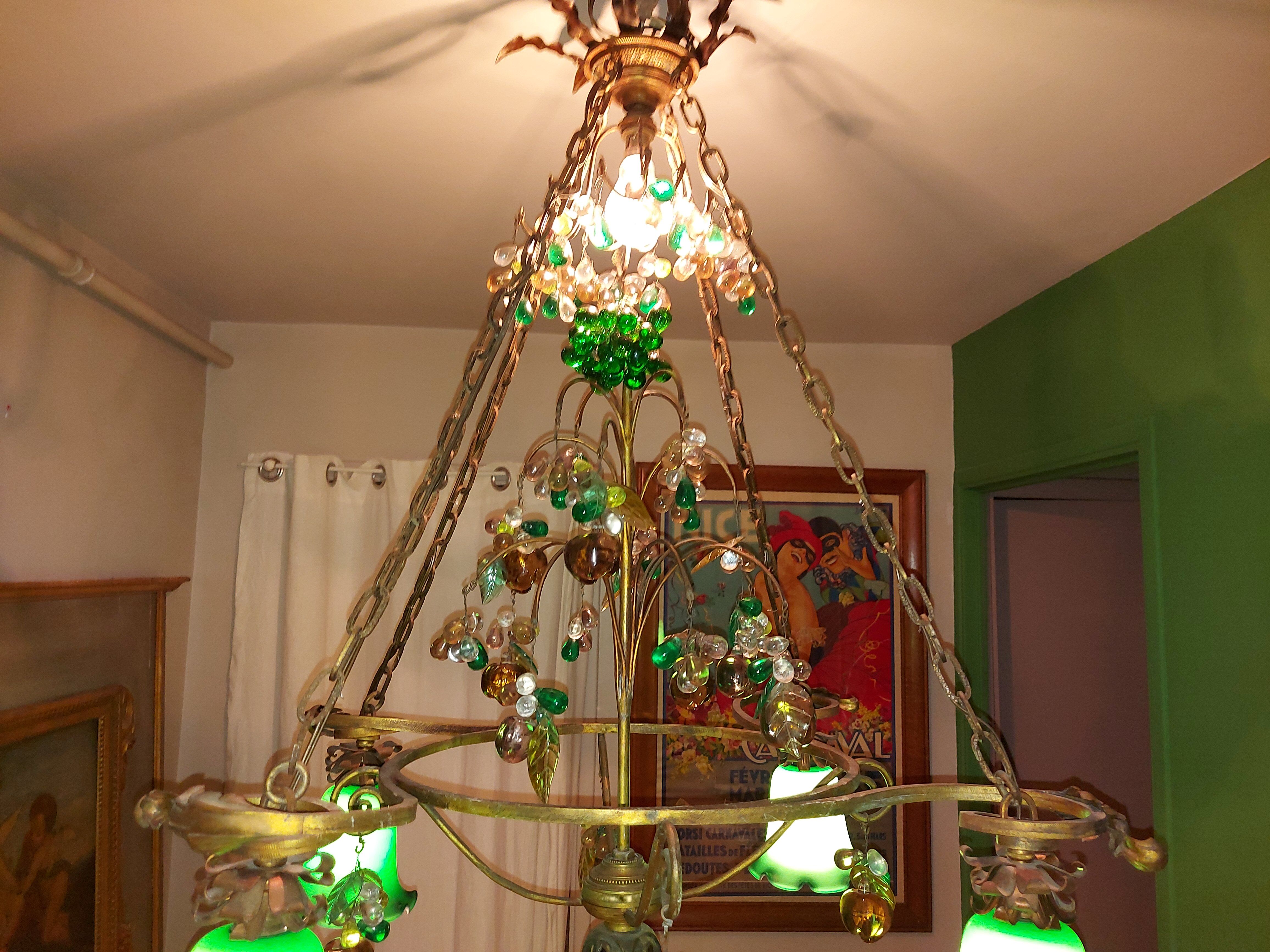 Very large art nouveau chandelier Murano (1 meter)