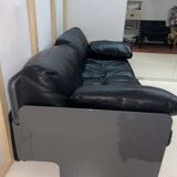 vintage Scandinavian lacquered shell leather lounge