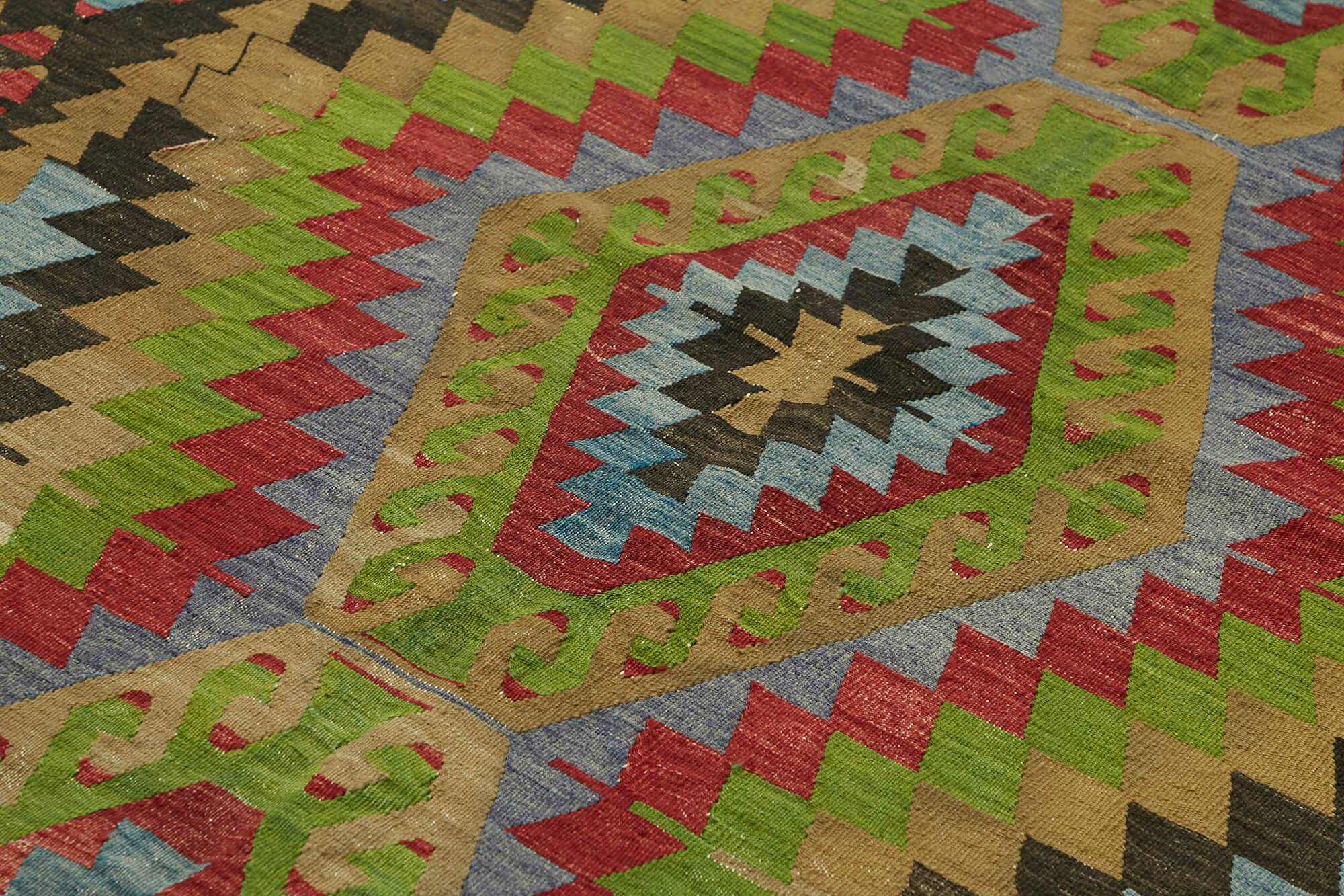 Turkish Handmade Vintage Anatolian Kilim 190 cm x 292 cm