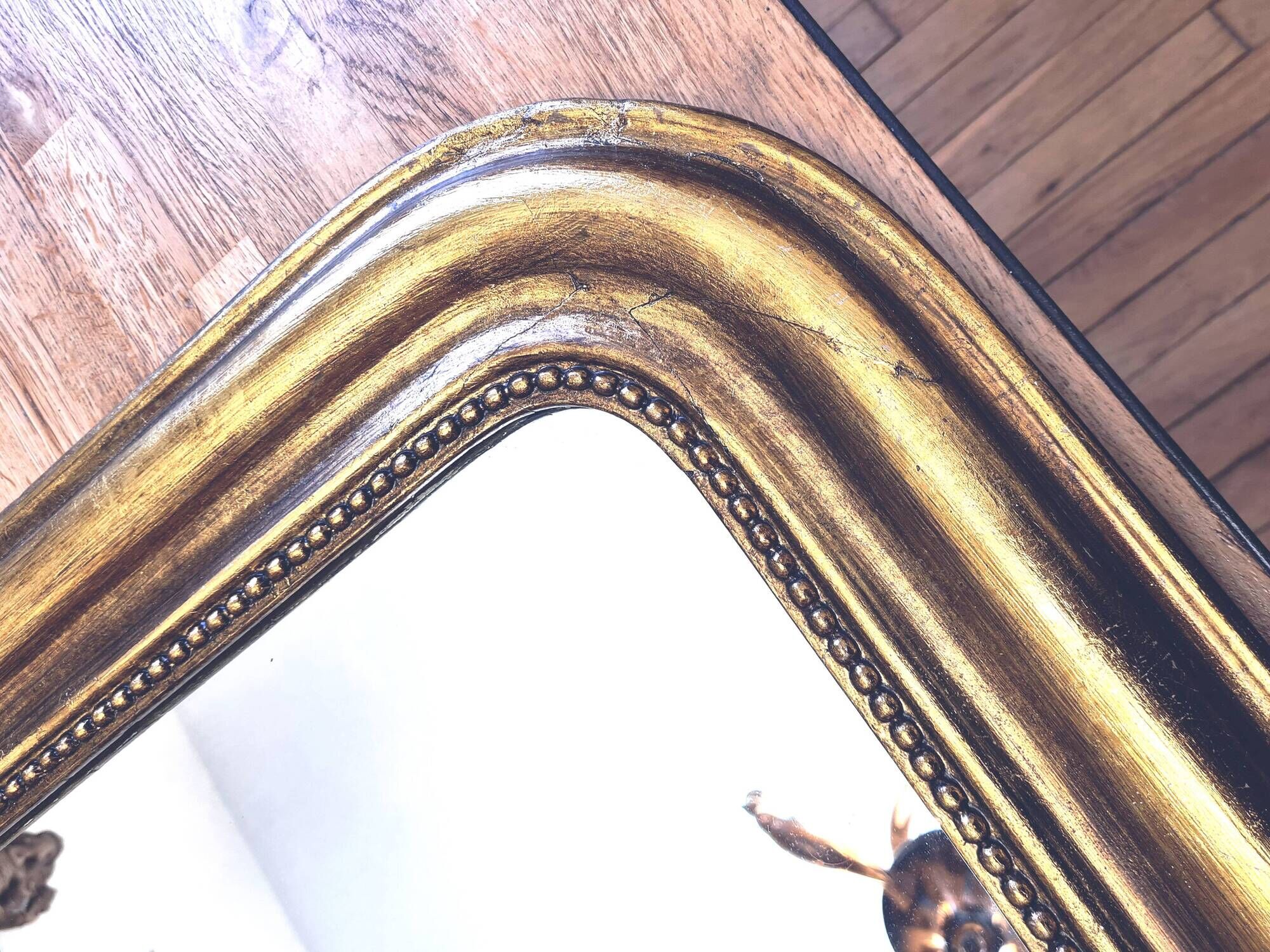 Old large Louis Phillipe mirror, gilded with gold leaf - Emilien"