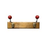 Vintage coat rack - double coat hook - red wooden balls
