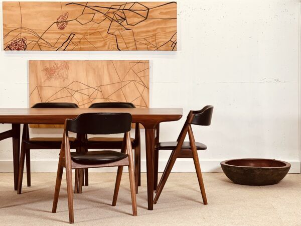 Set of 6 Danish chairs by Frode Holm (afrormosia wood)