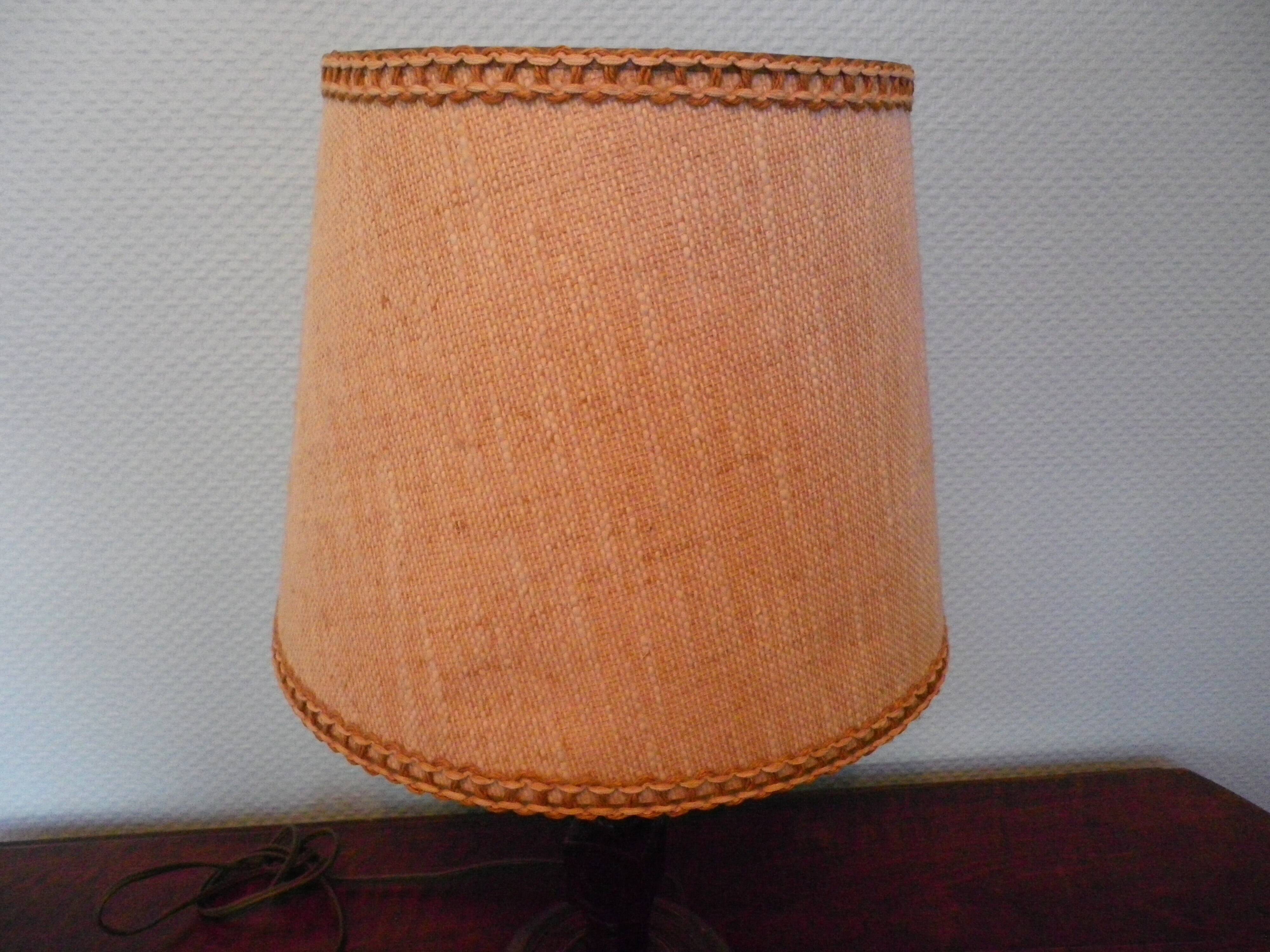 Wooden Desk Lamp with Geometric Design and Fabric Shade, France