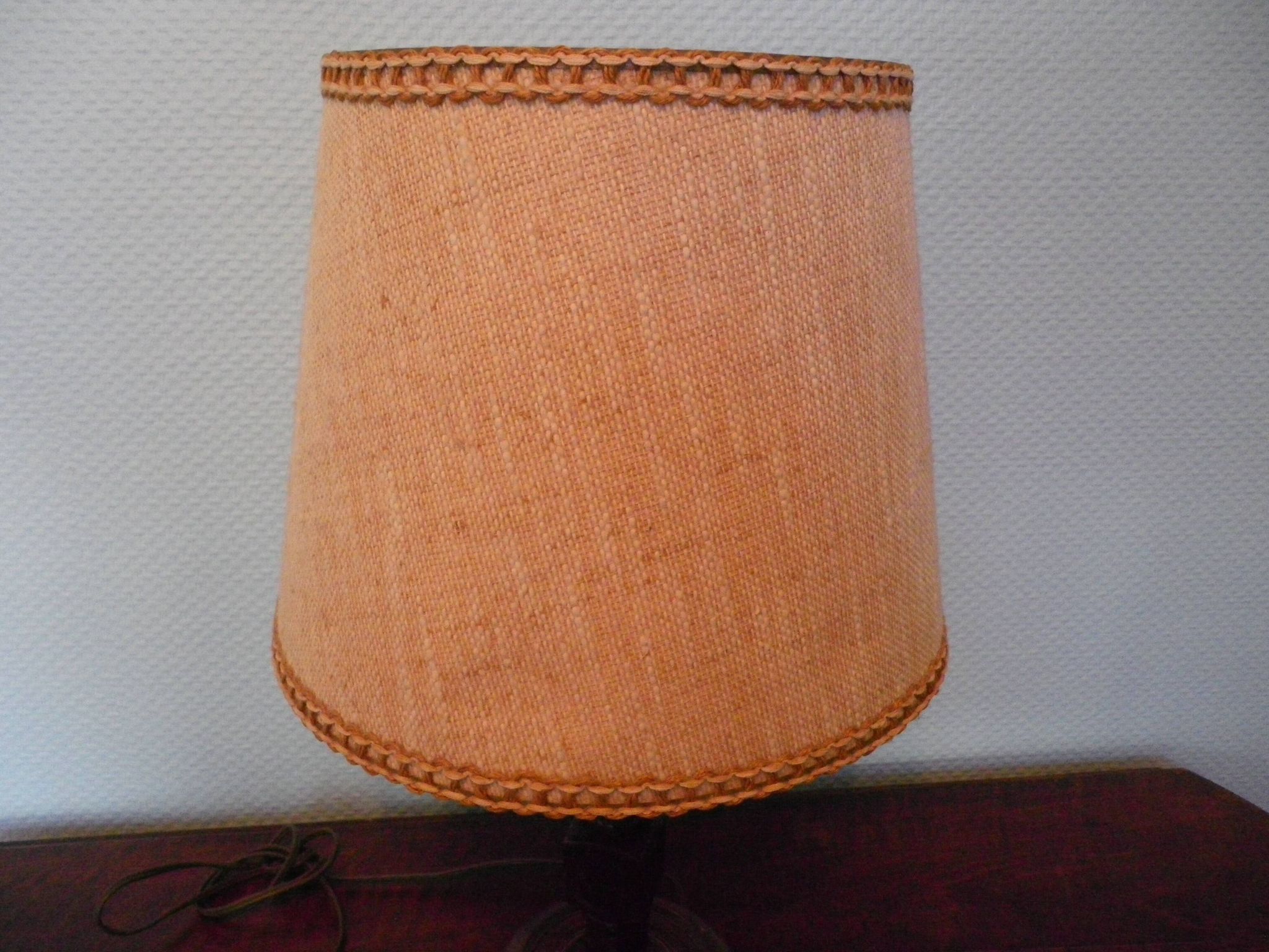 Wooden Desk Lamp with Geometric Design and Fabric Shade, France