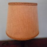 Wooden Desk Lamp with Geometric Design and Fabric Shade, France
