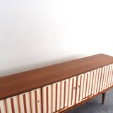 Mid-Century Op-Art Hand-Painted Teak Sideboard, 1960s