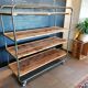 Steel and wooden shelf on wheels
