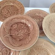 Longchamps Barbotine Terre de Fer dessert plates with fruit and hazelnuts