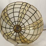 Art deco pendant lamp in mother-of-pearl and brass - electrified to nine