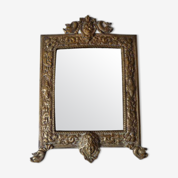 Miroir en bronze doré 18x26cm