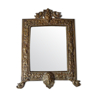 Miroir en bronze doré 18x26cm